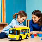 **

"Children playing with Tayo toy buses in a colorful playroom, surrounded by books and building blocks, fully clothed in casual wear, smiles on their faces, safe for work, appropriate content, family-friendly, perfect anatomy, natural proportions, bright and cheerful illustration, high quality."

**