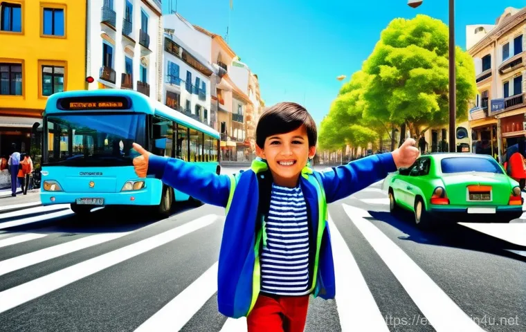 타요 어린이 안전교육 영상 - **Prompt 1: Tayo's Road Safety Adventure**
    "A vibrant, sunny street scene in a bustling, modern ...