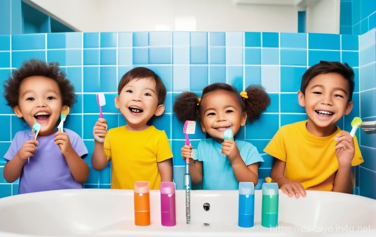 타요 관련 사회적 캠페인 - **"A vibrant and cheerful scene depicting a diverse group of elementary school children, aged 5-8, e...