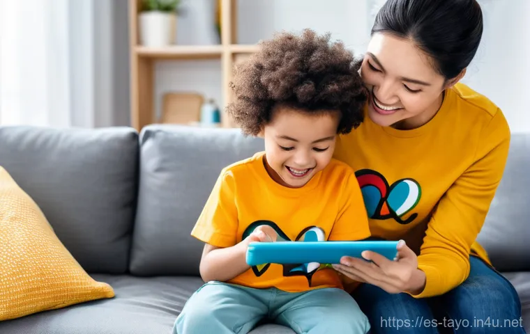 타요 퍼즐 게임 - **Image Prompt 1: Focused Fun with Tayo Puzzles**
    A happy, well-dressed child, approximately 4-5...