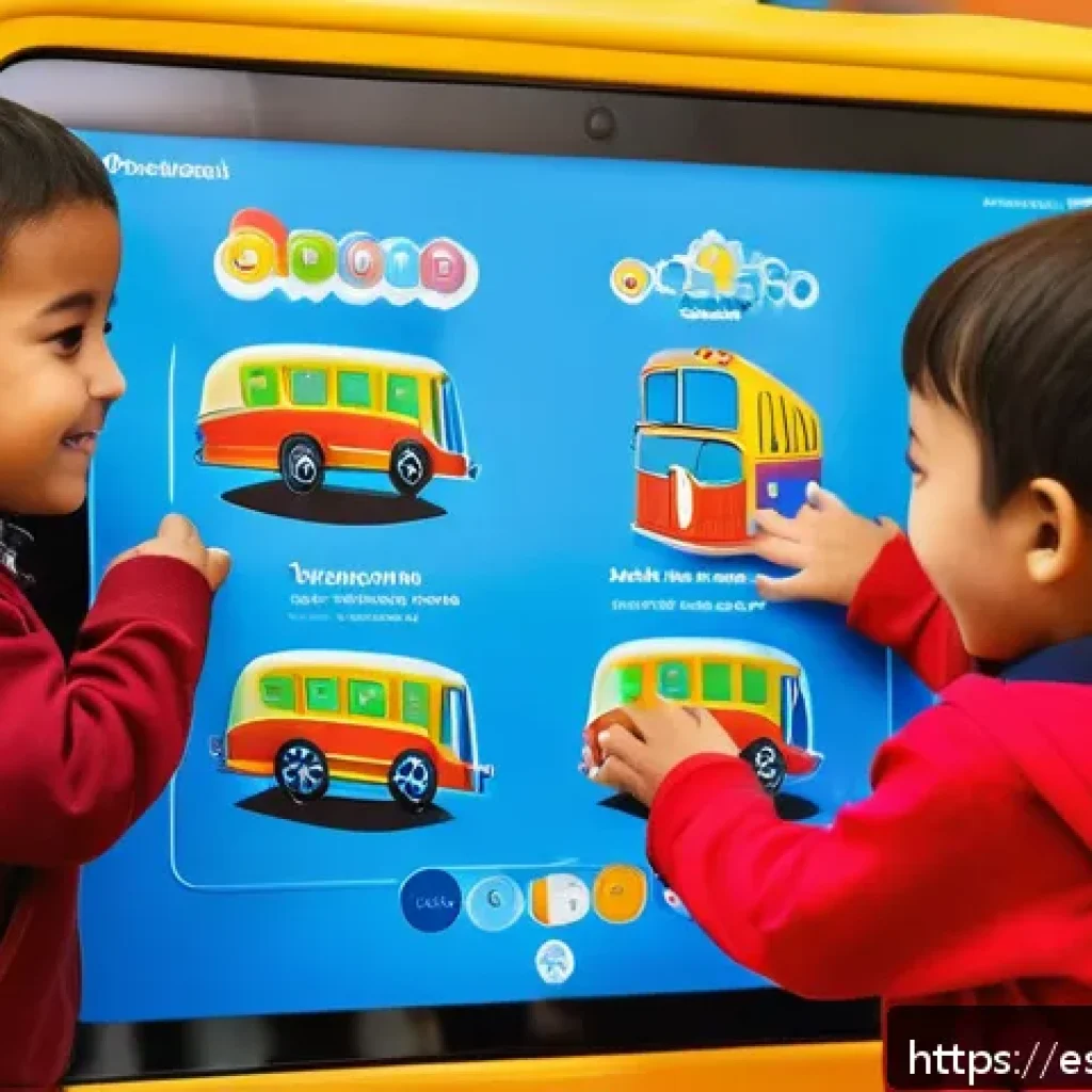 타요와 어린이의 상호작용 사례 - A vibrant and engaging classroom scene in a Spanish elementary school where young children, aged 5 t...