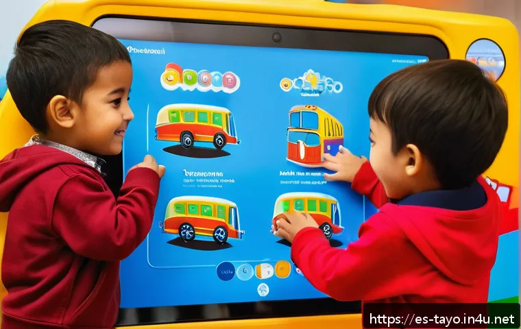 타요와 어린이의 상호작용 사례 - A vibrant and engaging classroom scene in a Spanish elementary school where young children, aged 5 t...
