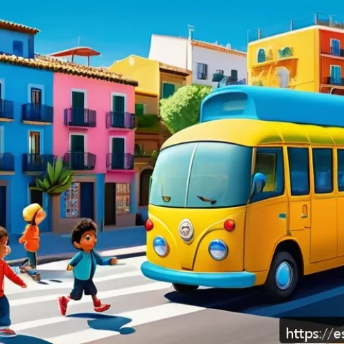 타요와 글로벌 캐릭터 비교 - A colorful and friendly animated scene featuring Tayo the little bus and his friends in a vibrant ur...