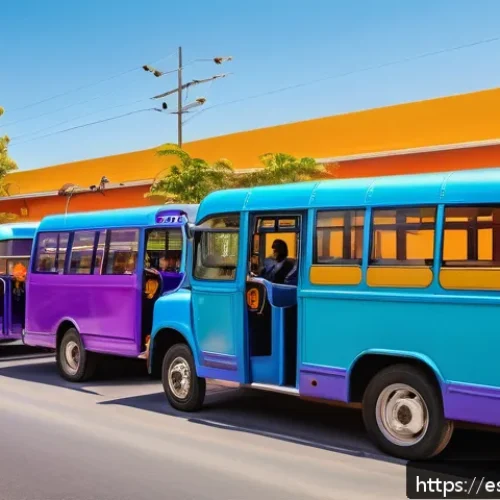 타요 캐릭터별 특징 - A vibrant and cheerful scene featuring five colorful cartoon buses with friendly faces, each represe...